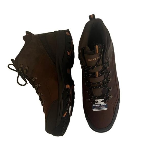 SKECHERS Relment Traven Brown Leather Waterproof Hiking Boots Size 13 - Picture 2 of 7